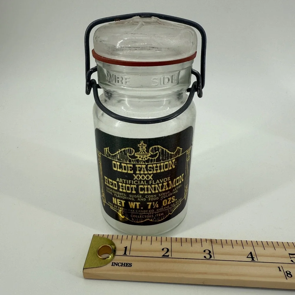 Vintage Olde Fashion Red Hot Cinnamon Candy Jars Lot of 2 Apothecary Style